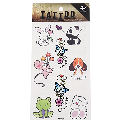 CHICNET Klebe Tattoo Tierbabys Panda Hase Maus Hund Frosch Bär Ornament 1 Bogen 8 Motive von CHICNET