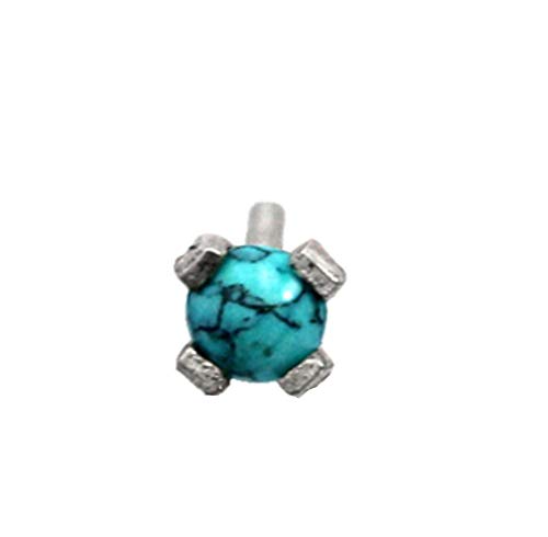 CHICNET Nostril Piercing Silber Nasenstecker Stein | Nasen Schmuck Stabdicke ca. 0,8mm 10mm lang | Unisex Damen Herren Tribal Design Nasenpiercing Männer Frauen Edelstein Türkis von CHICNET