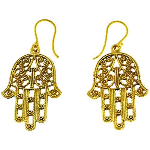CHICNET Ohrringe Hand Spiralbögen Henna Indien Messing antik golden nickelfrei Tribal Brass Ohrhänger von CHICNET