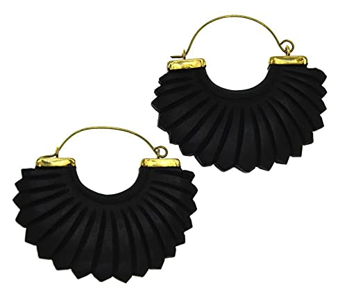 CHICNET Ohrringe Holz antik gold Messing Bogen schwarz Flügel golden Mädchen Damen Frauen Ohrhänger Ohr Schmuck Tribal Ethno von CHICNET