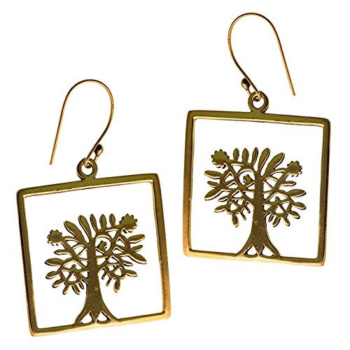 CHICNET Ohrringe Quadrat Baum des Lebens Messing antik golden Damen Ohrhänger nickelfrei Tribal Schmuck CHICNET Ohrringe Quadrat Baum des Lebens Messing antik golden Damen Ohrhänger nickelfrei Tribal Schmuck von CHICNET