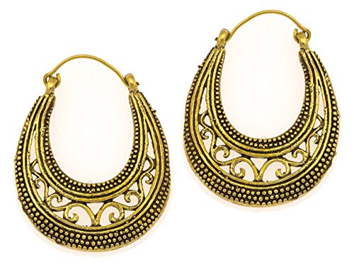 CHICNET Ohrringe langgezogen Sichel Punkte Bögen Messing Brass antik golden Tribal Schmuck CHICNET Ohrringe langgezogen Sichel Punkte Bögen Messing Brass antik golden Tribal Schmuck von CHICNET
