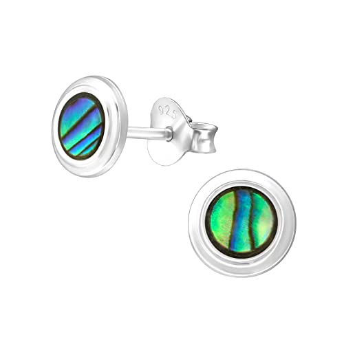 CHICNET Ohrstecker 925 Sterling Silber Muschel bunt rund E-Coat Epoxid Paua Abalone Design Damen Herren Ohrringe 6mm Ohr Schmuck anlaufsicher Perlmutt leichte Stecker CHICNET Ohrstecker 925 Sterling Silber Muschel bunt rund E-Coat Epoxid Paua Abalone Design Damen Herren Ohrringe 6mm Ohr Schmuck anlaufsicher Perlmutt leichte Stecker von CHICNET