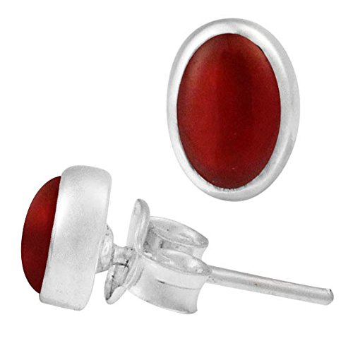 CHICNET Ohrstecker Karneol rot oval 6 mm 925er Sterling Silber Rand Stein Silberohrstecker CHICNET Ohrstecker Karneol rot oval 6 mm 925er Sterling Silber Rand Stein Silberohrstecker von CHICNET