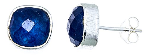 CHICNET Ohrstecker dunkelblau Calcit Quadrat 8 mm 925er Sterlingsilber facettiert Rillen Rand CHICNET Ohrstecker dunkelblau Calcit Quadrat 8 mm 925er Sterlingsilber facettiert Rillen Rand von CHICNET
