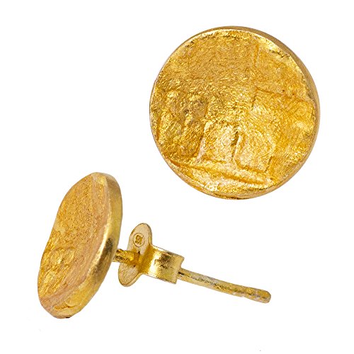 CHICNET Ohrstecker vergoldet 925er Silber Scheibe konkav Linien 10 mm Goldschmiedearbeit CHICNET Ohrstecker vergoldet 925er Silber Scheibe konkav Linien 10 mm Goldschmiedearbeit von CHICNET