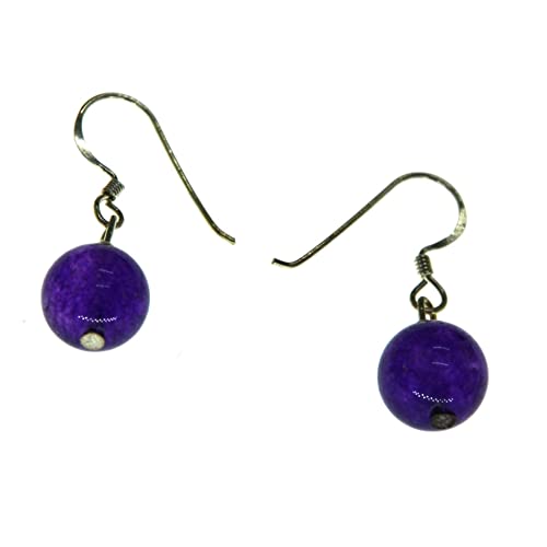 CHICNET Perlen Kugel Ohrringe Lila Jade 925 Sterlingsilber Perle ca. 8mmØ Damen Frauen Mädchen Stein Ohrhänger Ohr Schmuck Silberohrringe Jadeohrring Silber CHICNET Perlen Kugel Ohrringe Lila Jade 925 Sterlingsilber Perle ca. 8mmØ Damen Frauen Mädchen Stein Ohrhänger Ohr Schmuck Silberohrringe Jadeohrring Silber von CHICNET