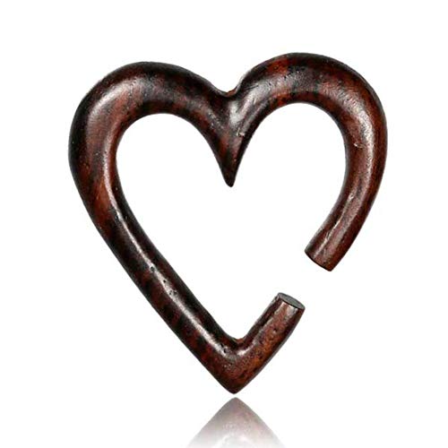 CHICNET Piercing Narraholz Holz Expander Dunkelbraun groß Ohrring Ohrhänger Herz Dehner | Tribal Handarbeit Unisex Damen Herren Flesh Lobe Plug Tunnel Herzchen Heart Dehnschnecken 08 mm von CHICNET