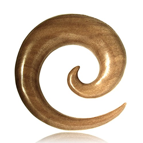 CHICNET Piercing Walnuss Holz Expander beige Spirale Hoop 4mm 6mm 8mm Dehnschnecke Dehner | Tribal Handarbeit Unisex Damen Herren Flesh Lobe Plug Dehnspiralen Tunnel Ohrring Taper Dehnungsstäbe 04 mm von CHICNET