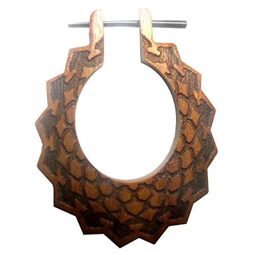 CHICNET Sawoholz Holz Pin Creolen 42mm rotbraun Ohrringe oval Zackenrand Pfeile Schuppen | Horn-Pin organic unisex Holzohrringe Damen Herren | Tribal Ohrschmuck groß Frauen Männer Lobe Piercing CHICNET Sawoholz Holz Pin Creolen 42mm rotbraun Ohrringe oval Zackenrand Pfeile Schuppen | Horn-Pin organic unisex Holzohrringe Damen Herren | Tribal Ohrschmuck groß Frauen Männer Lobe Piercing von CHICNET