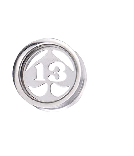 CHICNET Schraubplug Flesh Tunnel Edelstahl dünn silber Pik 13 Expander Dehner Plug dreizehn double flared 12mm - 20mm Ohr Piercing Damen Herren von CHICNET