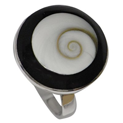 CHICNET Shivaauge rund schwarz Rand Ringe 925 Sterling Silber Silberring Shiva Auge Eye Muschel Ring Resin weiß Free Size verstellbar Herren Damen Finger Schmuck groß CHICNET Shivaauge rund schwarz Rand Ringe 925 Sterling Silber Silberring Shiva Auge Eye Muschel Ring Resin weiß Free Size verstellbar Herren Damen Finger Schmuck groß von CHICNET