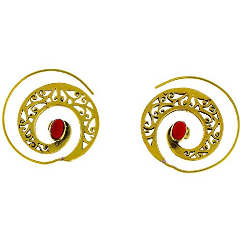 CHICNET Spiralen Ohrringe breit gestanzt Jaspis oval Messing antik golden nickelfrei Piercing Tribal Schmuck CHICNET Spiralen Ohrringe breit gestanzt Jaspis oval Messing antik golden nickelfrei Piercing Tribal Schmuck von CHICNET