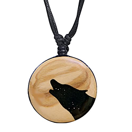 CHICNET Surferkette Narraholz Halskette Spirale verstellbar dunkel braun Holz rund offen Damen Herren Holzkette Spiralen Kette Wolf von CHICNET