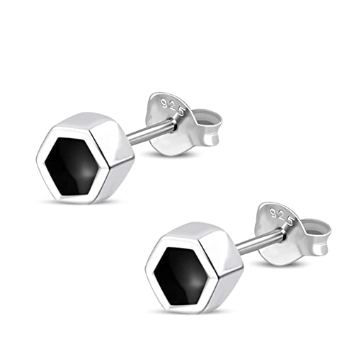 CHICNET mini Ohrstecker 925 Sterling Silber Stein Hexagon Onyx Türkis Paua Abalone Perlmutt Muschel Damen Herren kleine leichte Ohrringe Ohr Schmuck Wabe Sechseck 3mm Onyx CHICNET mini Ohrstecker 925 Sterling Silber Stein Hexagon Onyx Türkis Paua Abalone Perlmutt Muschel Damen Herren kleine leichte Ohrringe Ohr Schmuck Wabe Sechseck 3mm Onyx von CHICNET