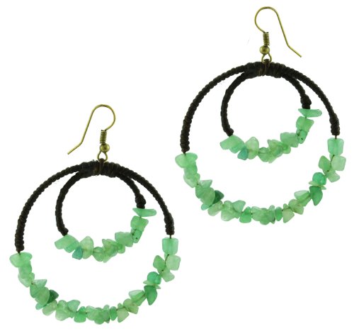 Chic-Net Baumwollohrringe Ohrringe Ohrhänger Baumwolle Damen Schmuck Creolen Steine Jade von CHICNET