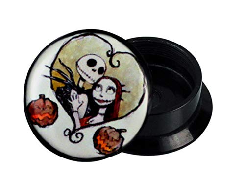 Chic-Net Damen Herren Flesh Schraub Plug Lobe Piercing aus Acryl mit Zombie Skelett Paar in Herz und Halloween Kürbis Chic-Net Damen Herren Flesh Schraub Plug Lobe Piercing aus Acryl mit Zombie Skelett Paar in Herz und Halloween Kürbis von CHICNET