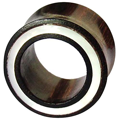 Chic-Net Damen Herren Lobe Piercing Flesh Tunnel Plug aus Holz mit Perlmutt Rim Inlay in weiß, Dunkelbraun und Double Flared Chic-Net Damen Herren Lobe Piercing Flesh Tunnel Plug aus Holz mit Perlmutt Rim Inlay in weiß, Dunkelbraun und Double Flared von CHICNET
