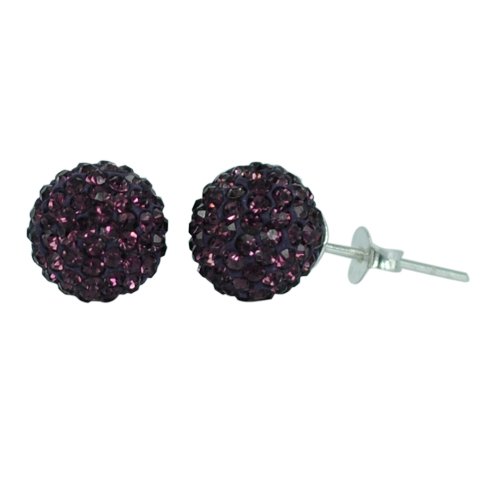 Chic-Net Glitzerkugel Burgundy dunkel lila 10 mm Kristall Silberohrstecker Ohrstecker 925er Silber Damen von CHICNET