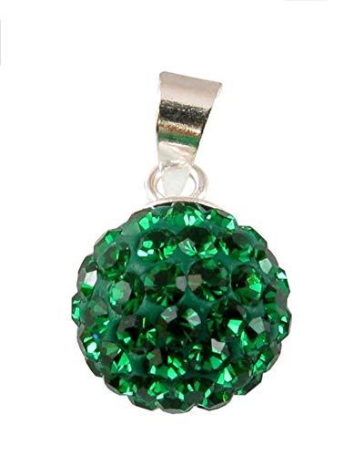 Chic-Net Glitzerkugel Emerald dunkel grün 10 mm Kristall Silberanhänger Anhänger 925er Silber Damen Glitzer von CHICNET