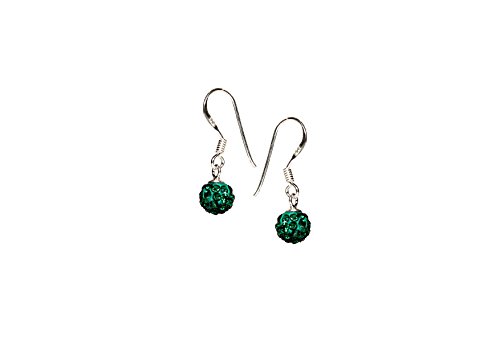CHICNET Glitzerkugel Emerald dunkel grün 6 mm Kristall Silberohrringe Ohrringe 925er Silber Damen Glitzer von CHICNET