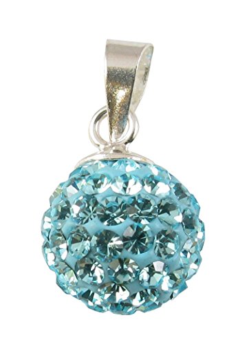Chic-Net Glitzerkugel hell blau 8 mm Kristall Silberanhänger Anhänger 925er Silber Damen Glitzer Schmuck von CHICNET