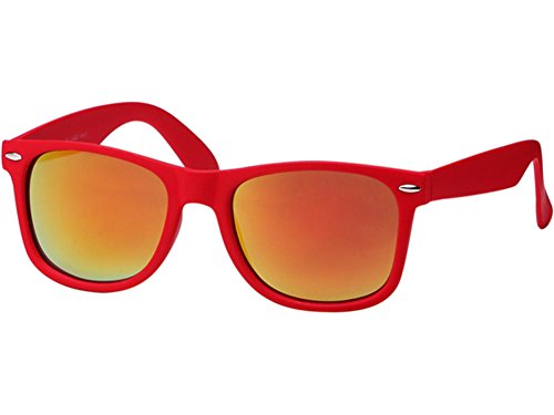 Chic-Net Hochwertige Sonnenbrille Nerdbrille weiß rot Brille verspiegelt bunt 400 UV vintage Unisex rot von CHICNET