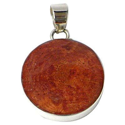 CHICNET Korallenanhänger 9 mm Silberanhänger Anhänger Koralle 925er Sterling Silber Damen Schmuck rund gefasst von CHICNET