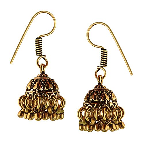 Chic-Net Ohrringe Halbkugel Herzen Schlösser Messing antik golden Ohrhänger nickelfrei Piercing Tribal von CHICNET