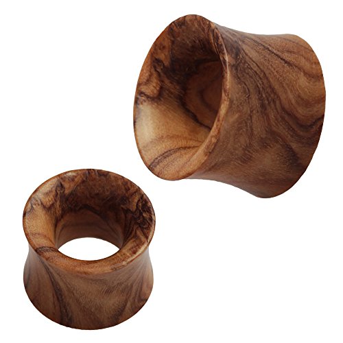 Chic-Net Olivenholz Flesh Tunnel Lobe Piercing Holz Double Flared Plug Expander Dehner | Unisex Tunnels Männer Frauen | Holztunnel in Handarbeit Plugs | braun Organic Ohrring Ohrstecker 04 mm von CHICNET