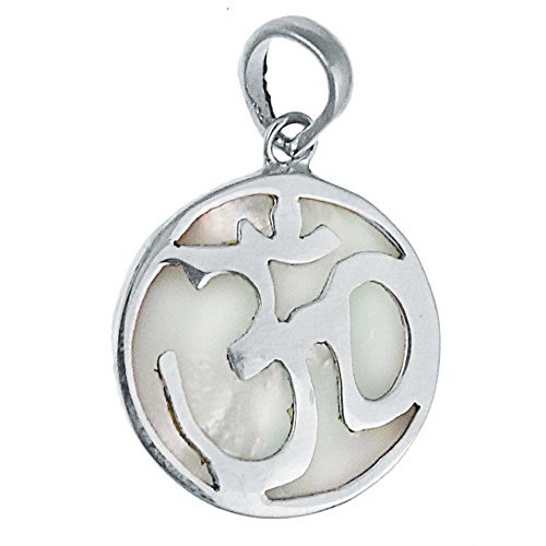 Chic-Net Perlmutt Anhänger kreisförmig 925er Sterlingsilber Om-Zeichen- ca. 21 mm von CHICNET