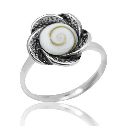 Chic-Net Shivaauge Blume dunkel oxidiert Ring 925er Silber glänzend Shiva Auge verstellbar von CHICNET