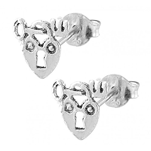 Chic-Net Silberohrstecker Ohrstecker Ohrringe Damen 925er Sterling Silber Schmuck Schloss mit Schlüssel Chic-Net Silberohrstecker Ohrstecker Ohrringe Damen 925er Sterling Silber Schmuck Schloss mit Schlüssel von CHICNET