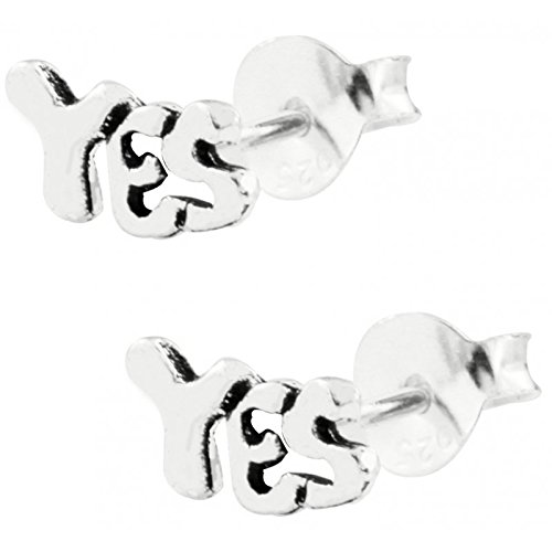 Chic-Net Silberohrstecker Ohrstecker Ohrringe Unisex 925er Sterling Silber Schmuck Buchstaben YES schräg von CHICNET
