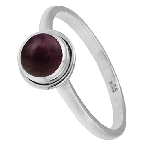 Chic-Net Silberring Amethyst 6 mm lila rund Rand 925er Sterling Silber Stein Ringe Schmuck 56 (17.8) von CHICNET