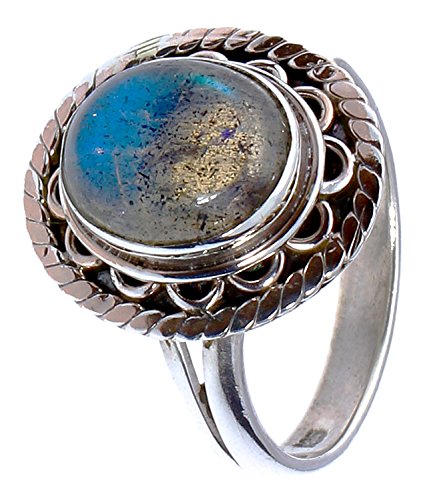 Chic-Net Silberringe Labradorit Stein Bögen Seile Punkte oval blau breit 925er Sterling Silber Ringe Schmuck 58 (18.5) von CHICNET