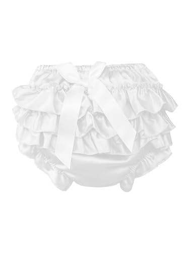 CHICTRY Baby Kinder Mädchen Baumwolle Unterwäsche Unterhosen Rüsche Hose Bloomer Shorts Baby Höschen Windelhöschen Kleinkinder Pumphose Weiß 62-68 von CHICTRY