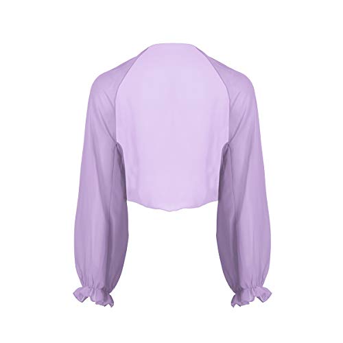 CHICTRY Damen Bolero Chiffon Cardigan Leichte Festliche Bolerojacke Elegant Sommer Shrug Schulterjacke Transparent Jäckchen mit Lange Ärmel Bettjäckchen Helles Lila Einheitsgröße von CHICTRY