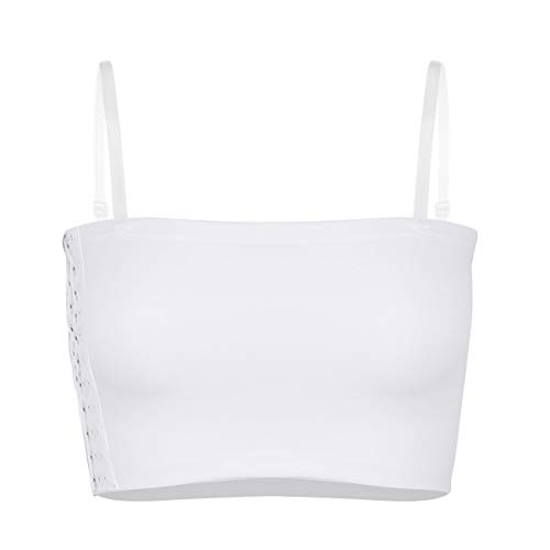 CHICTRY Damen Bustier Top BH Bandeau Tube Top Brust Binder mit Unsichtbare Träger Kurze Korsett Tomboy Brust Wrap Weiß XXL von CHICTRY