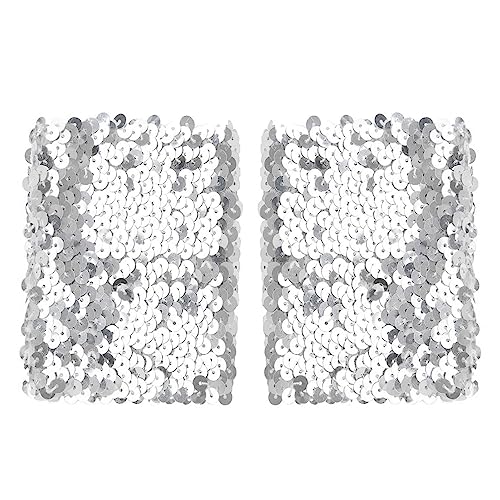 CHICTRY Damen Glänzend Pailletten Armstulpen Fingerlose Handschuhe Wrist Stulpen Braut Brautjungfer Handschuhe Hochzeit Party Cosplay Silber Einheitsgröße CHICTRY Damen Glänzend Pailletten Armstulpen Fingerlose Handschuhe Wrist Stulpen Braut Brautjungfer Handschuhe Hochzeit Party Cosplay Silber Einheitsgröße von CHICTRY