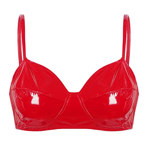 CHICTRY Damen Lack Leder BH Sexy Ouvert Push Up Bra Bralette Rückenfrei Metallic Glänzend Party Top Kurz Bauchfrei Korsage Bustier Clubwear Rot Leder L CHICTRY Damen Lack Leder BH Sexy Ouvert Push Up Bra Bralette Rückenfrei Metallic Glänzend Party Top Kurz Bauchfrei Korsage Bustier Clubwear Rot Leder L von CHICTRY