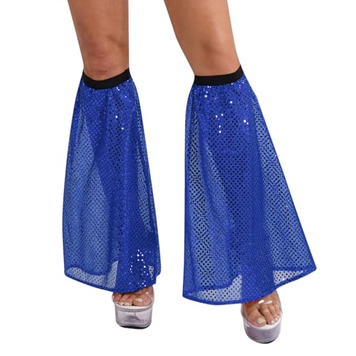 CHICTRY Damen Mesh Pailletten Beinstulpen Gothic Punk Beinwärmer Funkelnde Bein Ärmel Beinabdeckungen für Disco Party Cosplay Zubheör Königsblau Einheitsgröße von CHICTRY