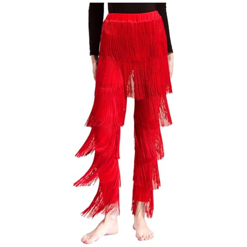 CHICTRY Damen Quasten Fransen Tanzhose Ballsaal Latein Tango Salsa Praxis Performance Hosen Leggings Elastisch Rot M CHICTRY Damen Quasten Fransen Tanzhose Ballsaal Latein Tango Salsa Praxis Performance Hosen Leggings Elastisch Rot M von CHICTRY