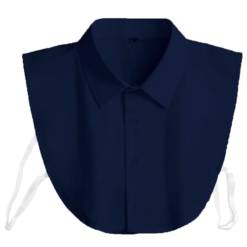 CHICTRY Damen Rüschen Krageneinsatz Warm Rollkragen Abnehmbare Blusenkragen Fake Kragen Einsatz für Pullover Shirt Accessoires Marine Blau A 46 von CHICTRY