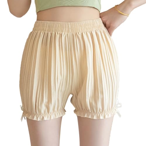 CHICTRY Damen Vintage Bloomer Shorts mit Rüschen Spitze Unterhose viktorianische Kürbis Pantalons Pettipants Renaissance Zigeuner Shorts B Apricot XXL von CHICTRY