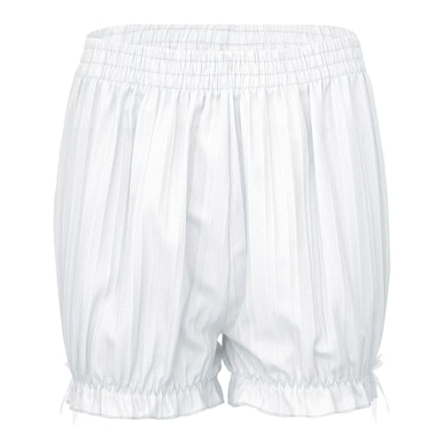 CHICTRY Damen Vintage Bloomer Shorts mit Rüschen Spitze Unterhose viktorianische Kürbis Pantalons Pettipants Renaissance Zigeuner Shorts B Weiß XL von CHICTRY