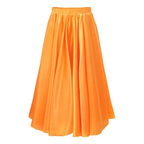 CHICTRY Flamenco Rock Kinder Mädchen Spanische Kleider Volants Tanzrock A Linien Maxirock Wettbewerb Performance Bekleidung Gelb 98-104 von CHICTRY