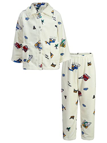 CHICTRY Flanell Pyjama Set Flauschig Schlafanzug Pullover Pyjamahose Jungen Mädchen Winter Fleece Sweatshirt Jogginghose Zweiteiliger Pyjamaset Weiß A 98-104 von CHICTRY