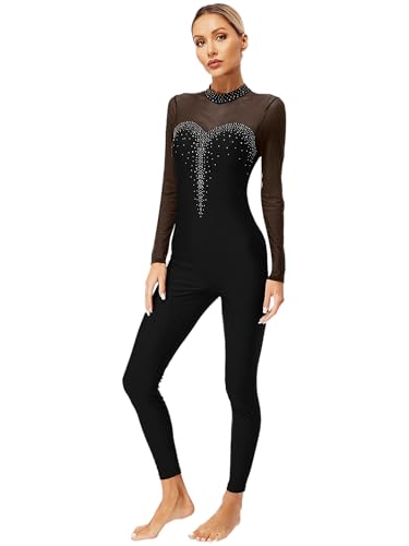 CHICTRY Ganzkörper Turnanzug Damen Langarm Ballettanzug Strassstein Glitzer Sportbody Gymnastik Trikot Leotard Wettbewerb Tanzkostüm Schwarz S CHICTRY Ganzkörper Turnanzug Damen Langarm Ballettanzug Strassstein Glitzer Sportbody Gymnastik Trikot Leotard Wettbewerb Tanzkostüm Schwarz S von CHICTRY