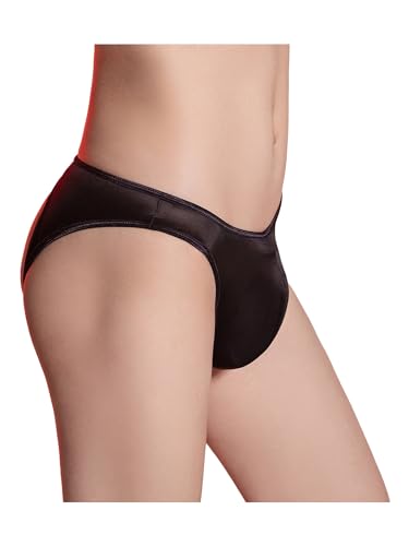 CHICTRY Glossy Slip Herren Offen Hinten Höschen Dessous Low Waist Hot Pants Bulge Pouch Unterhose Unterwäsche Erotisch Nachtwäsche Schwarz Einheitsgröße von CHICTRY